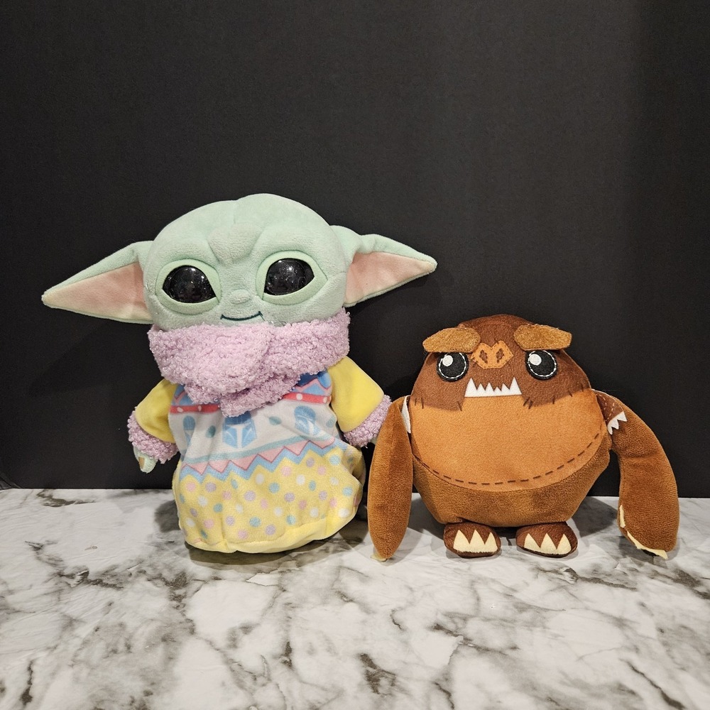 Star Wars Plush Lot Easter Grogu Baby Yoda & Creature Plush Mattel Sound